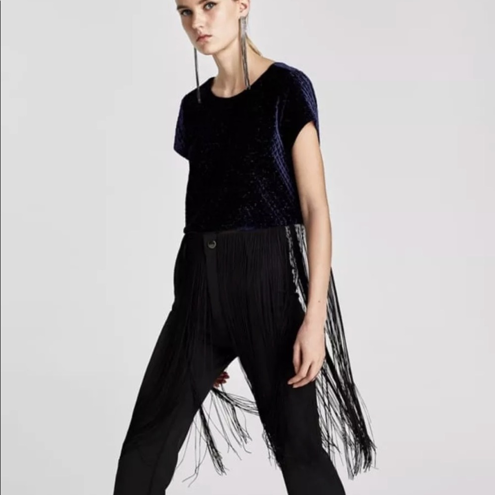 Zara velvet top with fringe, size M or L - Picture 4 of 7